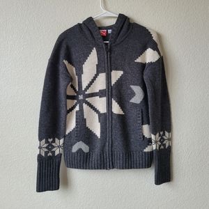 Puma Winter Snowflake Print Full Zip Hooded Sweater Size Medium